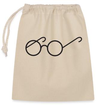 single pair of round rimmed reading glasses - Closable cotton gift bag (25x30cm) - nature - Front