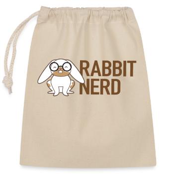 Rabbit nerd with white and brown rabbit - Closable cotton gift bag (25x30cm) - nature - Front