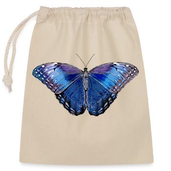 Butterfly - blue - Closable cotton gift bag (25x30cm) - nature - Front