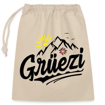 Schweizer Dialekt - Mundart Schweizerdeutsch Hallo - Verschließbarer Geschenkbeutel aus Baumwolle (25x30cm) - Natur - Vorne