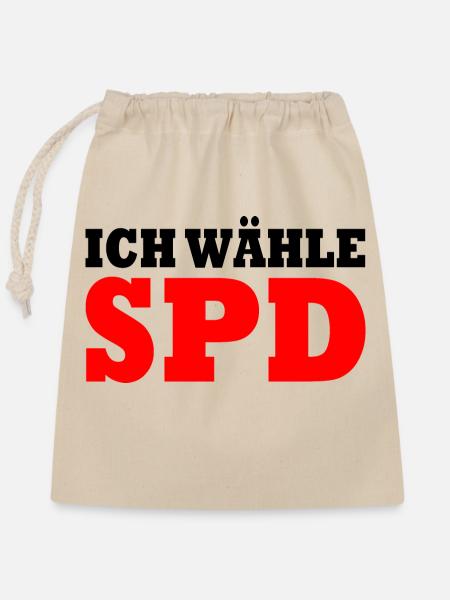 Ich wähle spd - Verschließbarer Geschenkbeutel aus Baumwolle (25x30cm) - Natur