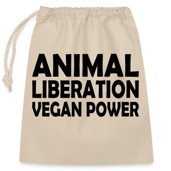 animal liberation Vegan power - Verschließbarer Geschenkbeutel aus Baumwolle (25x30cm) - Natur - Vorne