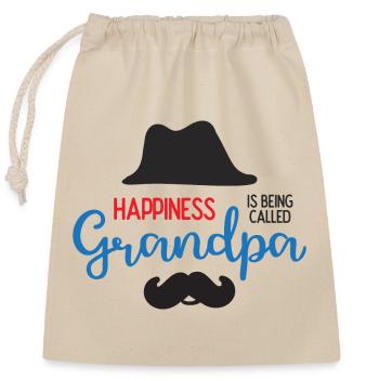 Happines est appelé grand-père - Sac cadeau en coton avec cordon (25 x 30 cm) - nature - Devant