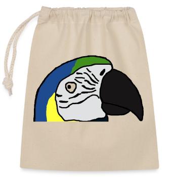 blue macaw - Closable cotton gift bag (25x30cm) - nature - Front