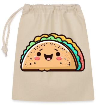 Kawaii Bunte süße glückliche Taco - Verschließbarer Geschenkbeutel aus Baumwolle (25x30cm) - Natur - Vorne