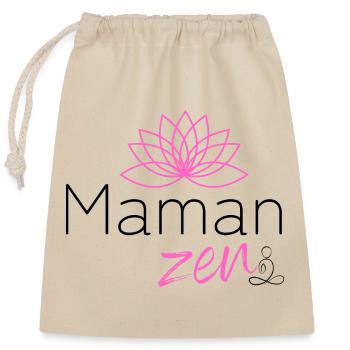 Maman zen clair - Sac cadeau en coton avec cordon (25 x 30 cm) - nature - Devant