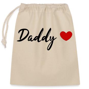 Daddy with red heart - Closable cotton gift bag (25x30cm) - nature - Front