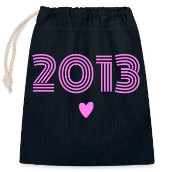 Née en 2013 fille - Sac cadeau en coton avec cordon (25 x 30 cm) - bleu marine - Devant