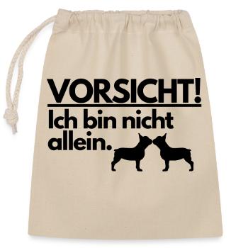 VORSICHT! - Verschließbarer Geschenkbeutel aus Baumwolle (25x30cm) - Natur - Vorne