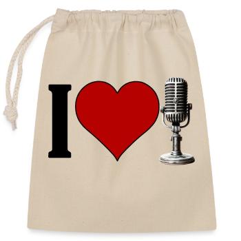 I ♥️ MUSIC | I Love Singing - Closable cotton gift bag (25x30cm) - nature - Front