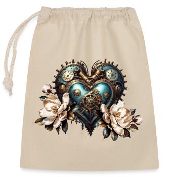 Wonderful steampunk heart - Closable cotton gift bag (25x30cm) - nature - Front