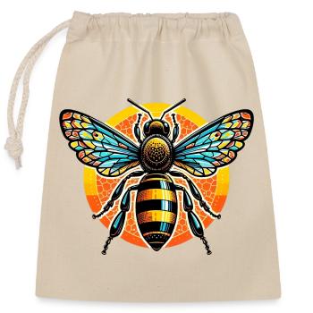 Bee - Closable cotton gift bag (25x30cm) - nature - Front