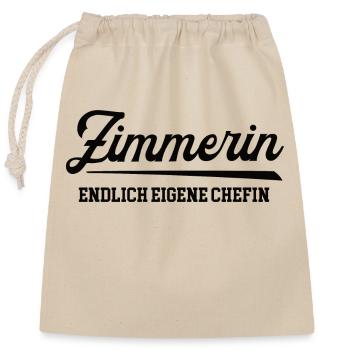 Zimmerin Chefin Selbstständigkeit Firma Gründen - Verschließbarer Geschenkbeutel aus Baumwolle (25x30cm) - Natur - Vorne