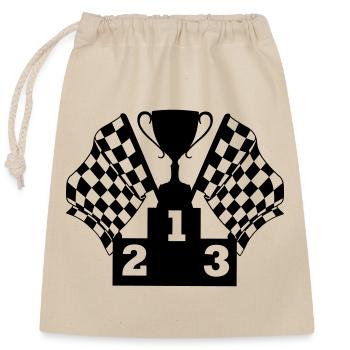 Car Racing Cup Flag Podium - Closable cotton gift bag (25x30cm) - nature - Front