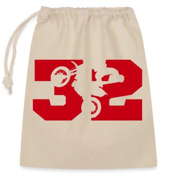 Moto 32 motard - Sac cadeau en coton avec cordon (25 x 30 cm) - nature - Devant