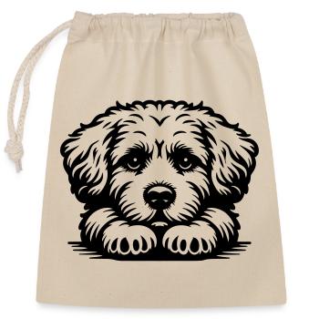 Bolognese head with paws - Closable cotton gift bag (25x30cm) - nature - Front