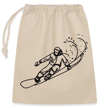 Dessin de snowboarder - Sac cadeau en coton avec cordon (25 x 30 cm) - nature - Devant