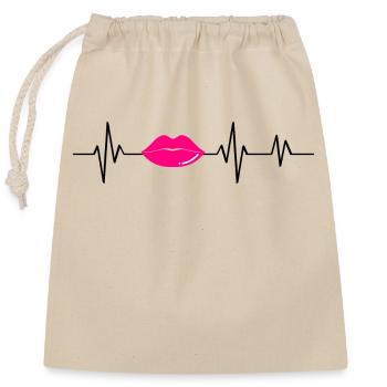 Pink Heartbeat Lips - Gift Idea - Closable cotton gift bag (25x30cm) - nature - Front