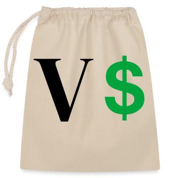 Lettre v dollar - Sac cadeau en coton avec cordon (25 x 30 cm) - nature - Devant