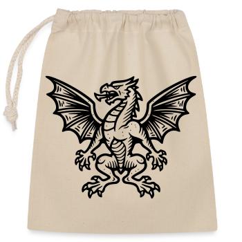 Medieval Coat of Arms Dragon Heraldry symbol_2 - Closable cotton gift bag (25x30cm) - nature - Front