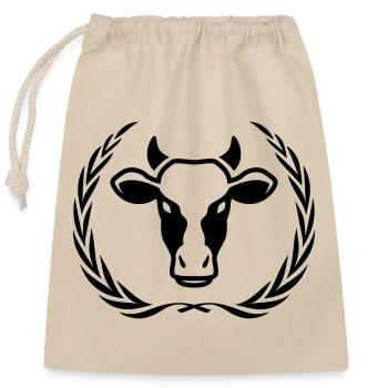 Cow Head Symbol Wreath - Closable cotton gift bag (25x30cm) - nature - Front