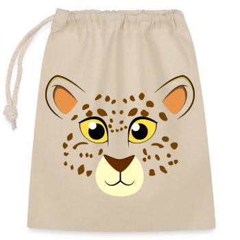 Cute Cartoon Leopard Face Big Cat Animal Wildlife - Closable cotton gift bag (25x30cm) - nature - Front