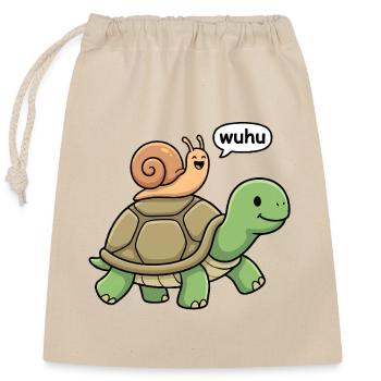 Turtle Snail Piggyback Race - Go Fast - Closable cotton gift bag (25x30cm) - nature - Front