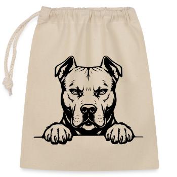 Pitbull Head with Paws - Closable cotton gift bag (25x30cm) - nature - Front