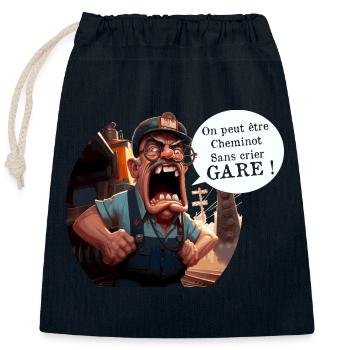 DU KANNST OHNE VORWARNUNG EISENBAHNARBEITER SEIN! (Zug) - Verschließbarer Geschenkbeutel aus Baumwolle (25x30cm) - Navy - Vorne