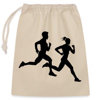 Running Duo – Marathon Team - Closable cotton gift bag (25x30cm) - nature - Front