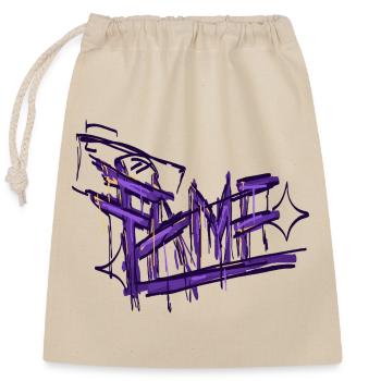 Graffiti Fame Inschrift Lila - Verschließbarer Geschenkbeutel aus Baumwolle (25x30cm) - Natur - Vorne