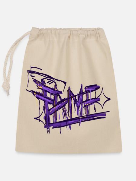 Graffiti Fame Inschrift Lila - Verschließbarer Geschenkbeutel aus Baumwolle (25x30cm) - Natur