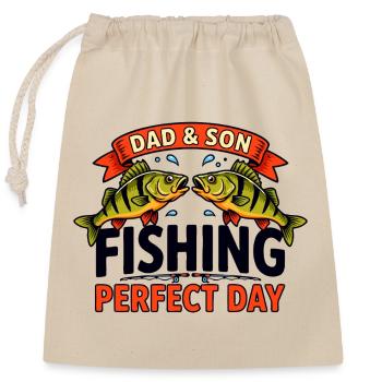 Journée de pêche avec papa - Sac cadeau en coton avec cordon (25 x 30 cm) - nature - Devant