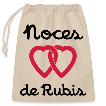 Noces de Rubis - Sac cadeau en coton avec cordon (25 x 30 cm) - nature - Devant