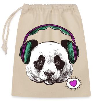 Panda Schwangerschaft - Verschließbarer Geschenkbeutel aus Baumwolle (25x30cm) - Natur - Vorne