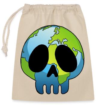 Tête de mort et planète Terre - Sac cadeau en coton avec cordon (25 x 30 cm) - nature - Devant