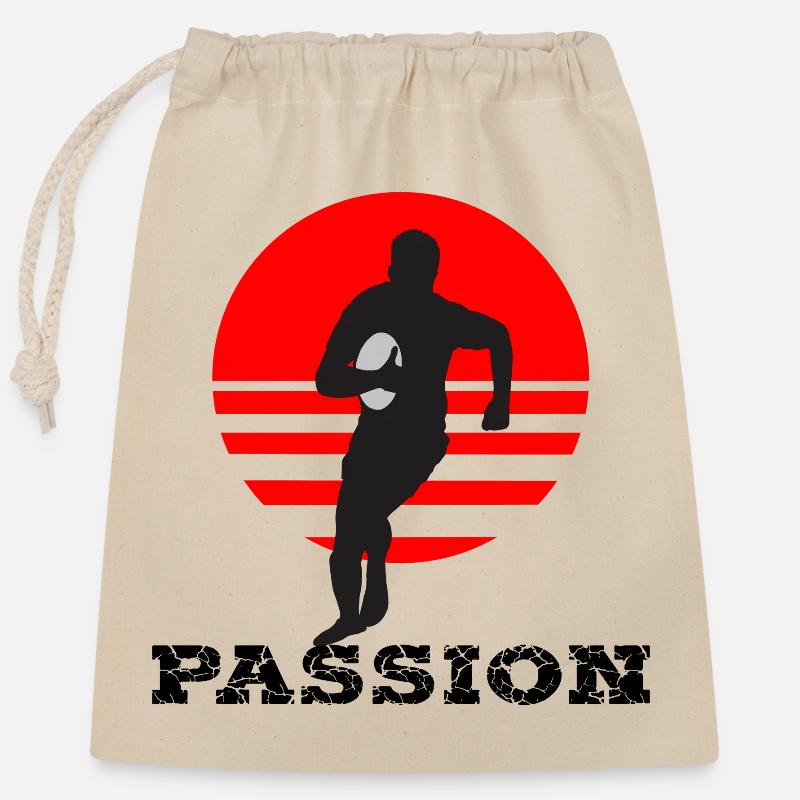 Le rugby - Sac cadeau en coton avec cordon (25 x 30 cm) - nature