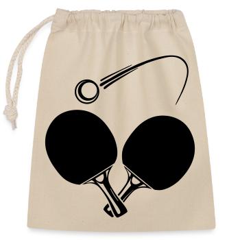 Deux battes de tennis de table et balle - Sac cadeau en coton avec cordon (25 x 30 cm) - nature - Devant