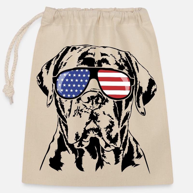 CANE CORSO ITALIANO America Flag Glasses Wilsigns - Closable cotton gift bag (25x30cm) - nature