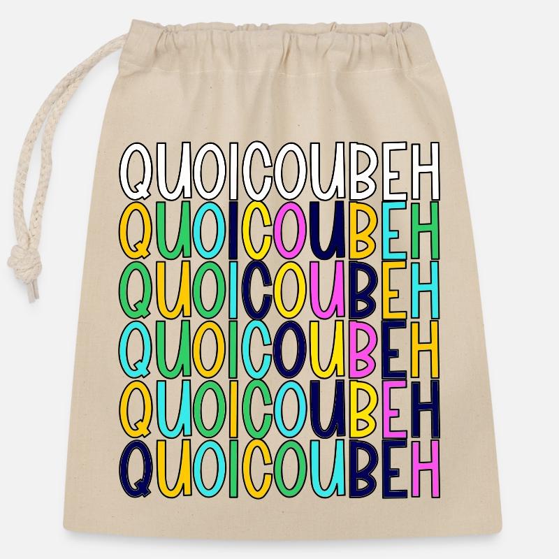 WhatCouBeH Rainbow Grid - Closable cotton gift bag (25x30cm) - nature