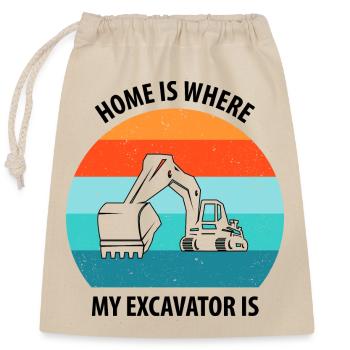 Excavatrice Excavatrice Conducteur Excavatrice Camion - Sac cadeau en coton avec cordon (25 x 30 cm) - nature - Devant
