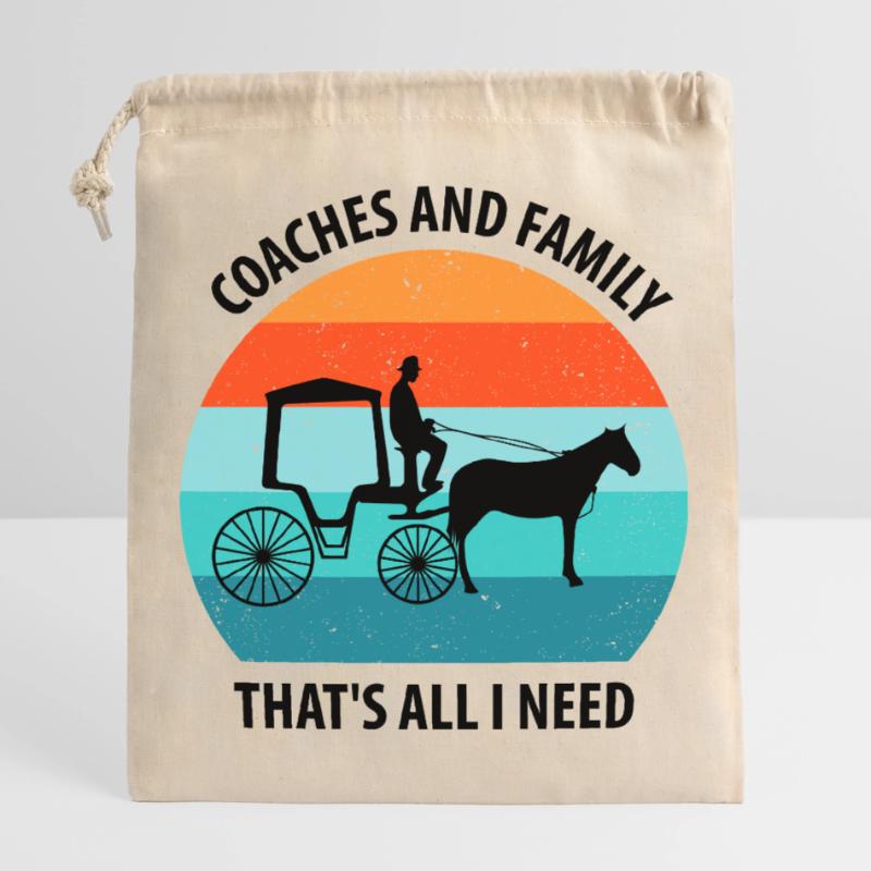 Calèche de cocher Calèche tirée par des chevaux Calèche Sac cadeau en coton avec cordon (25 x 30 cm)