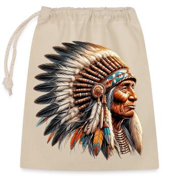 Amérindien Peau rouge d’Amérique - Sac cadeau en coton avec cordon (25 x 30 cm) - nature - Devant