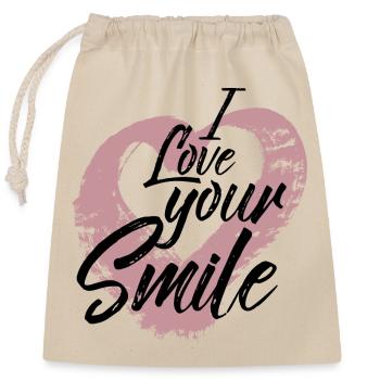 J’aime ton sourire - Sac cadeau en coton avec cordon (25 x 30 cm) - nature - Devant