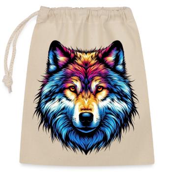 Wolf - Verschließbarer Geschenkbeutel aus Baumwolle (25x30cm) - Natur - Vorne