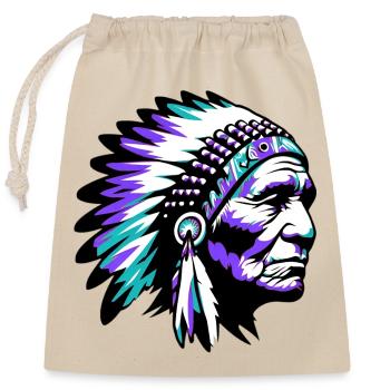 Amérindien Américain - Sac cadeau en coton avec cordon (25 x 30 cm) - nature - Devant