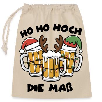 Dreier Festbier Gläser Toast Weihnachtsbier - Verschließbarer Geschenkbeutel aus Baumwolle (25x30cm) - Natur - Vorne
