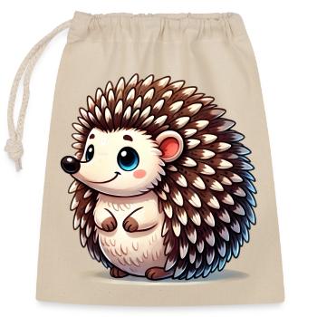 Hedgehog - Closable cotton gift bag (25x30cm) - nature - Front