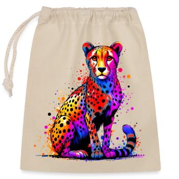 Gepard - Verschließbarer Geschenkbeutel aus Baumwolle (25x30cm) - Natur - Vorne