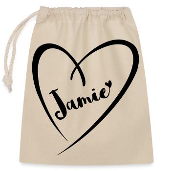 Jamie nom prénom dans le cadre du coeur - Sac cadeau en coton avec cordon (25 x 30 cm) - nature - Devant